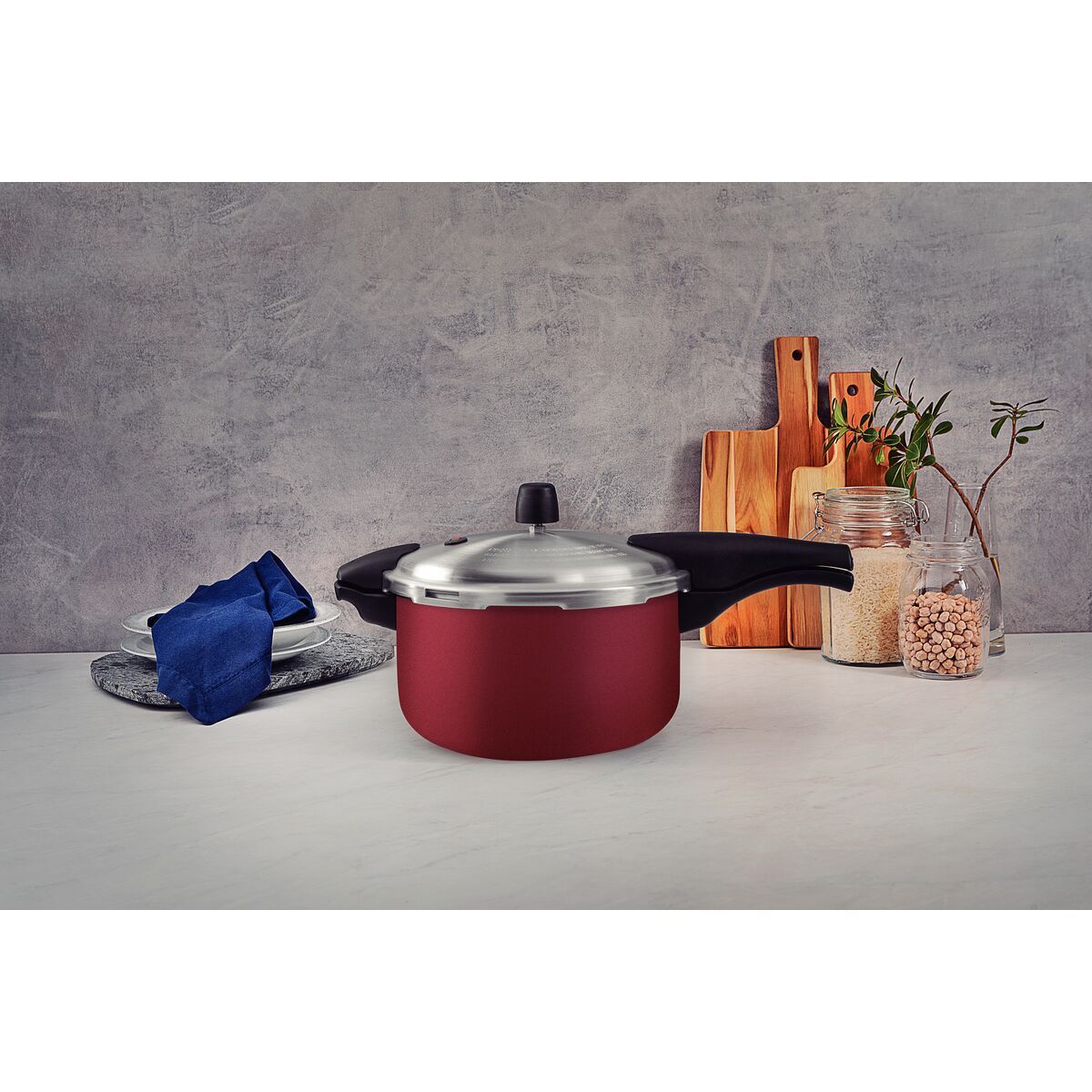 Panela de Pressão Tramontina Vancouver Effrect em Alumínio com Revestimento Interno e Externo em Antiaderente Starflon Max Vermelho 24 cm 6 L