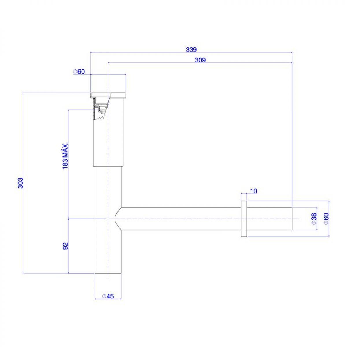DECA SIFAO P/LAV 1 X 11/2 SLIM-GL RD 1684.GL.100.112.RD