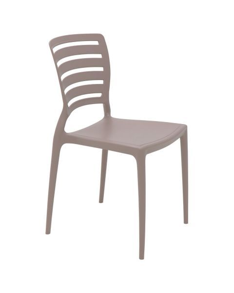 Conjunto 4 Cadeiras Tramontina Summa Sofia em Polipropileno e Fibra de Vidro Camurça com Encosto Horizontal