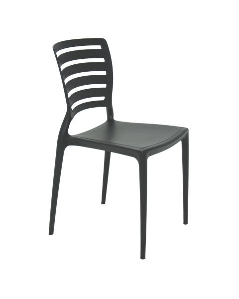 Conjunto 4 Cadeiras Tramontina Summa Sofia em Polipropileno e Fibra de Vidro Preto com Encosto Horizontal