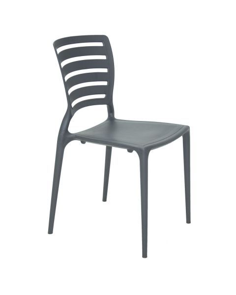 Conjunto 4 Cadeiras Tramontina Summa Sofia em Polipropileno e Fibra de Vidro Grafite com Encosto Horizontal