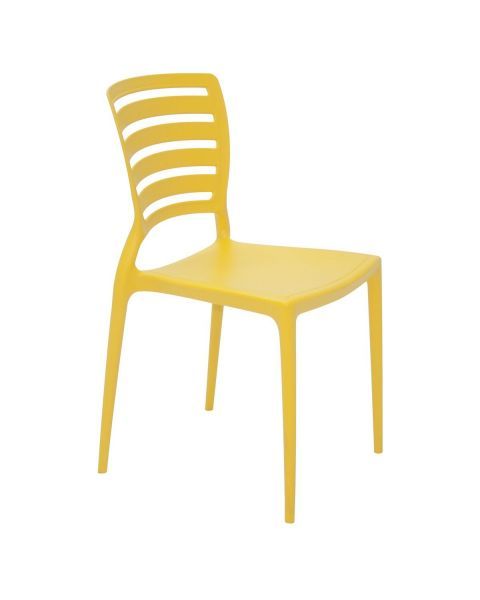 Conjunto 4 Cadeiras Tramontina Summa Sofia em Polipropileno e Fibra de Vidro Amarela com Encosto Fechado