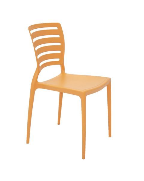 Conjunto 4 Cadeiras Tramontina Summa Sofia em Polipropileno e Fibra de Vidro Laranja com Encosto Horizontal