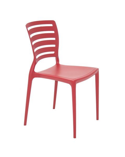 Conjunto 4 Cadeiras Tramontina Summa Sofia em Polipropileno e Fibra de Vidro Vermelho com Encosto Horizontal