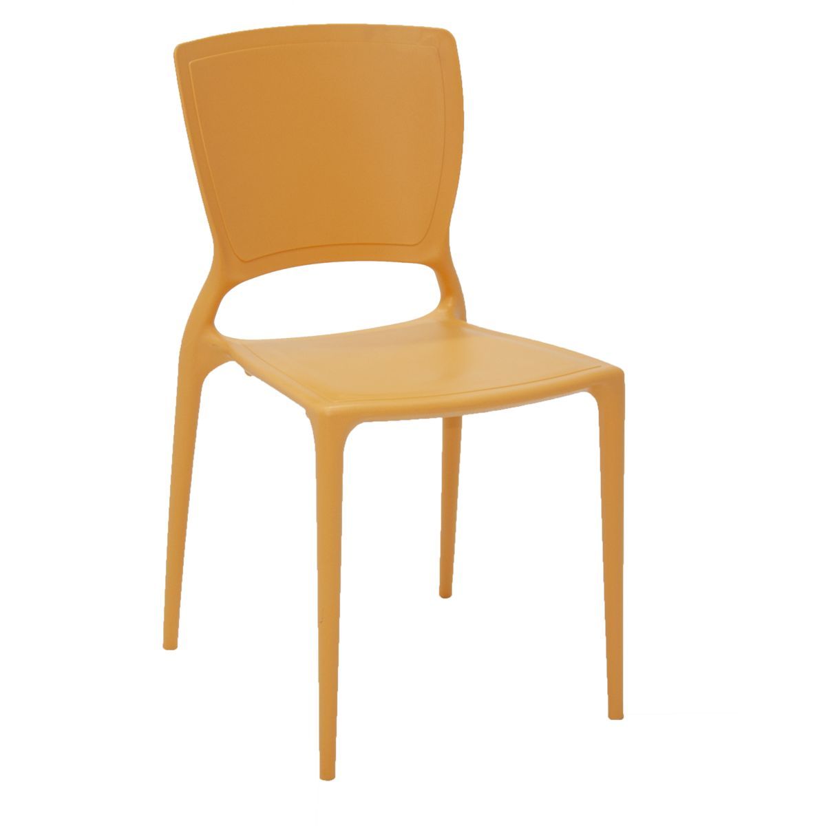 Conjunto 4 Cadeiras Tramontina Summa Sofia em Polipropileno e Fibra de Vidro Laranja com Encosto Fechado