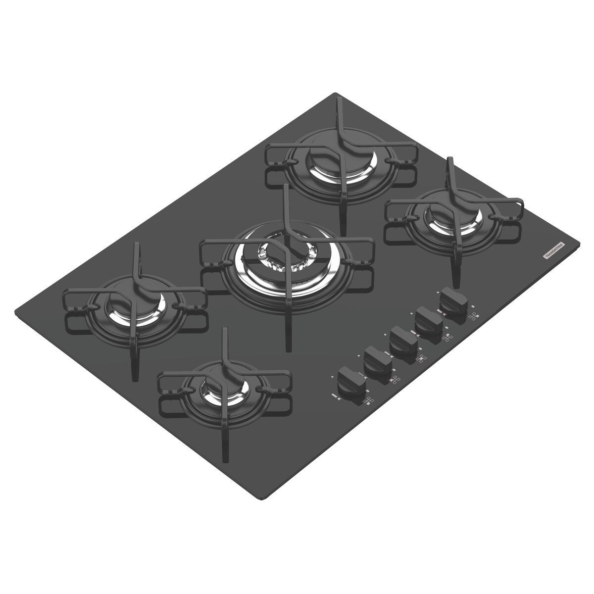 Cooktop a Gás Tramontina Penta em Vidro Temperado Preto com Trempes em Aço Carbono e Acendimento superautomático 5 Queimadores