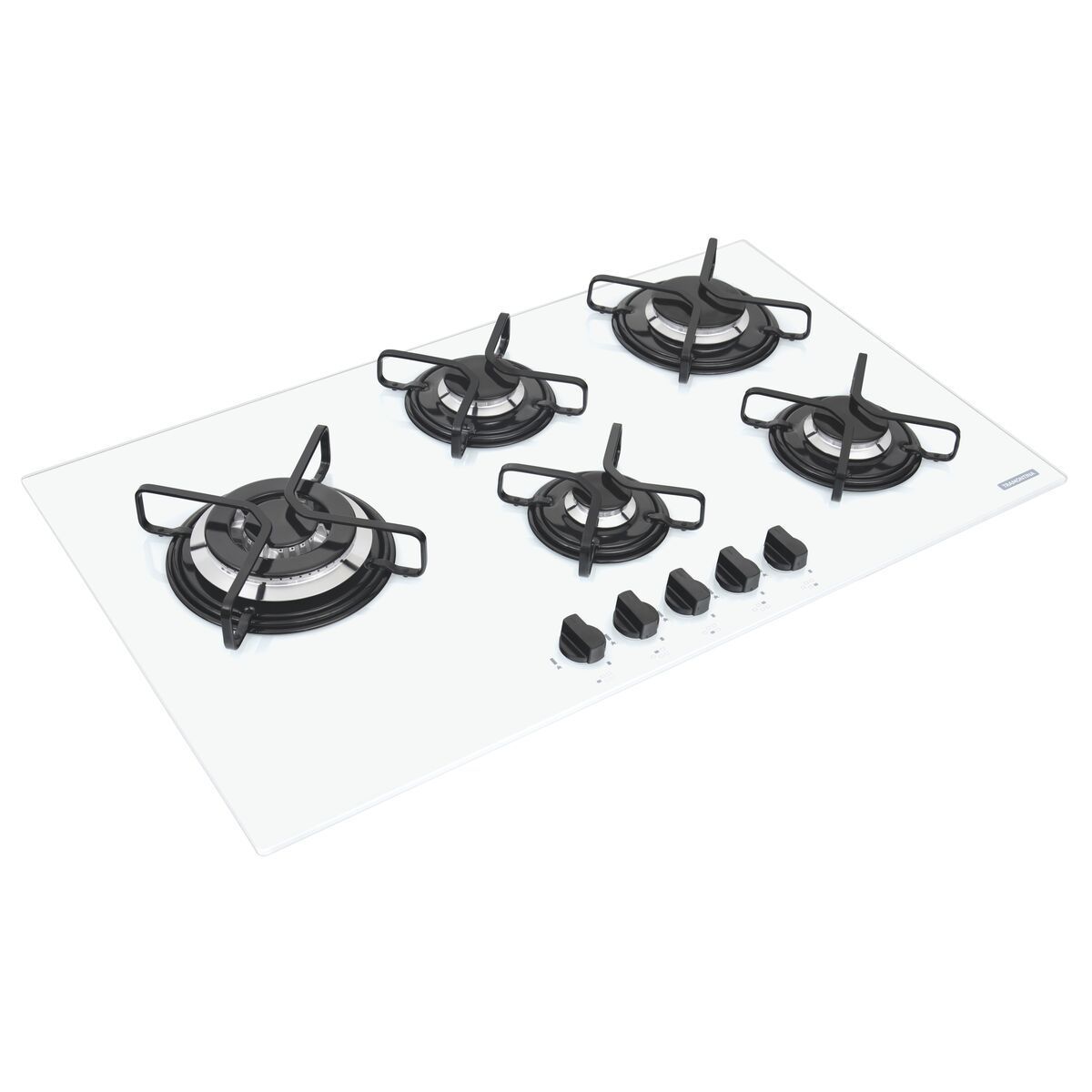 Cooktop a Gás Tramontina Penta Side Plus em Vidro Temperado Branco com Trempes em Aço Carbono e Acendimento superautomático e 5 Queimadores