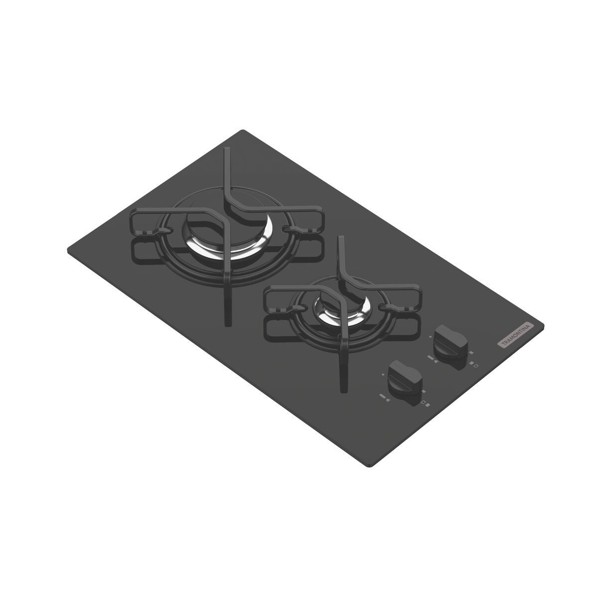 Cooktop a Gás Tramontina Dominó em Vidro Temperado Preto com Trempes em Aço Carbono e Acendimento superautomático 2 Queimadores