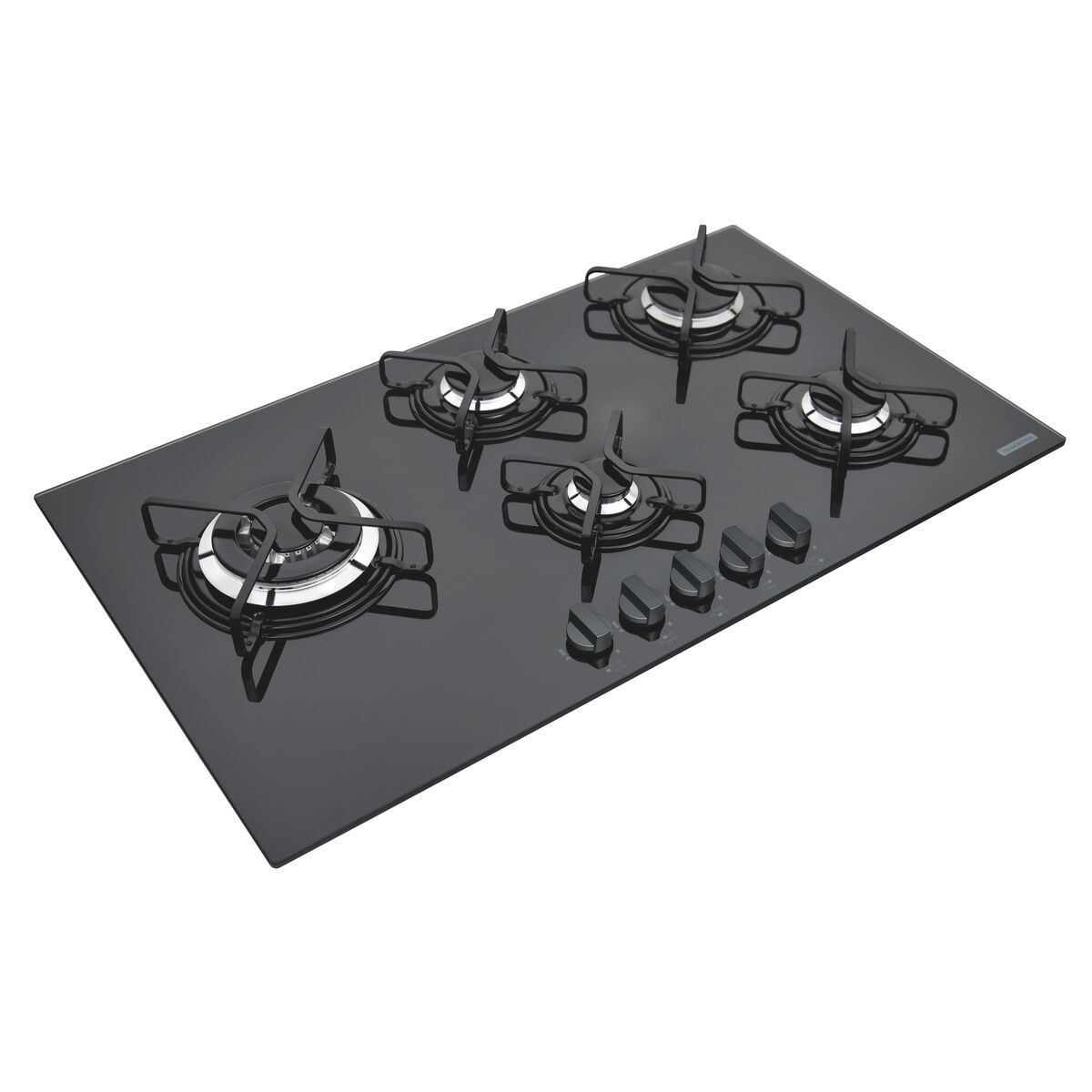 Cooktop a Gás Tramontina Penta Side Plus em Vidro Temperado Preto com Trempes em Aço Carbono e Acendimento superautomático 5 Queimadores
