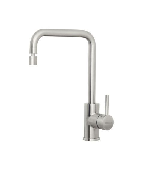 Monocomando Tramontina Angolare em Aço Inox com acabamento Acetinado e Bica Articulada