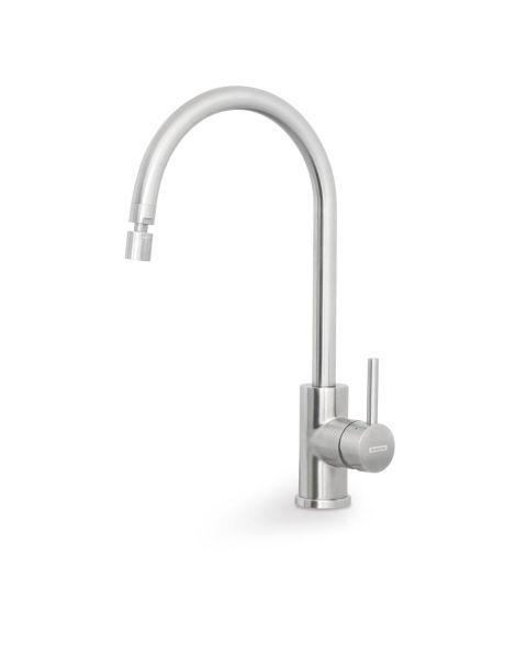 Monocomando Tramontina Arko em Aço Inox com acabamento Acetinado e Bica Articulada