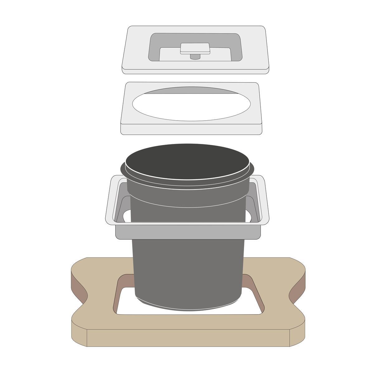 Lixeira de Embutir Tramontina Clean Square em Aço Inox com Balde Plástico 5 L