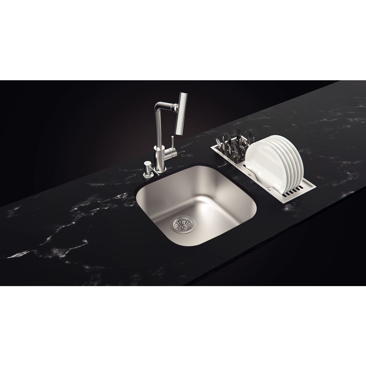 Canal Organizador em Aço Inox Tramontina para Sobrepor com Acabamento Acetinado 45x18 cm