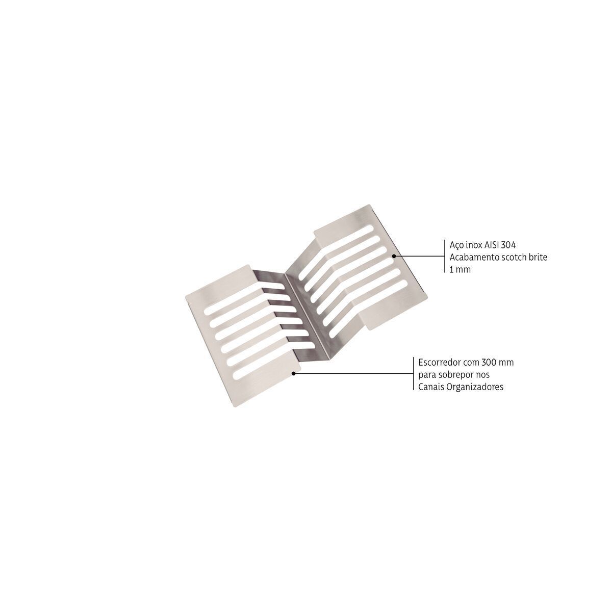 Escorredor de Pratos Tramontina em Aço Inox com Acabamento Acetinado para uso no Canal Organizador