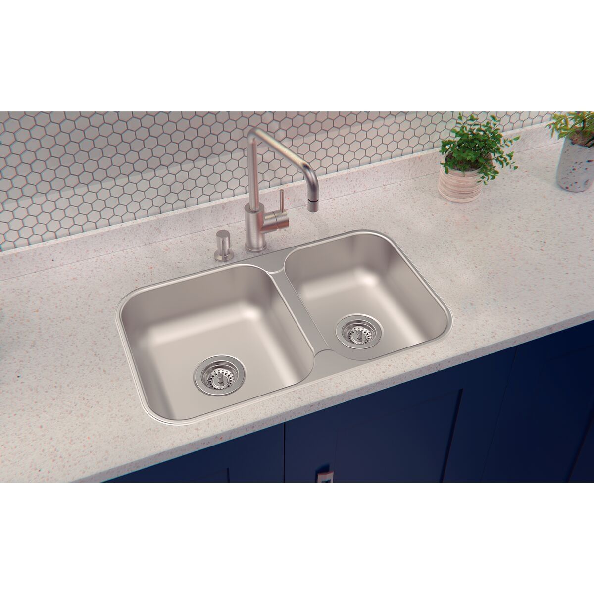 Cuba de embutir/sobrepor Tramontina Isis 2C 34-28 BS em Aço Inox escovado 69x40 com 2 Cubas