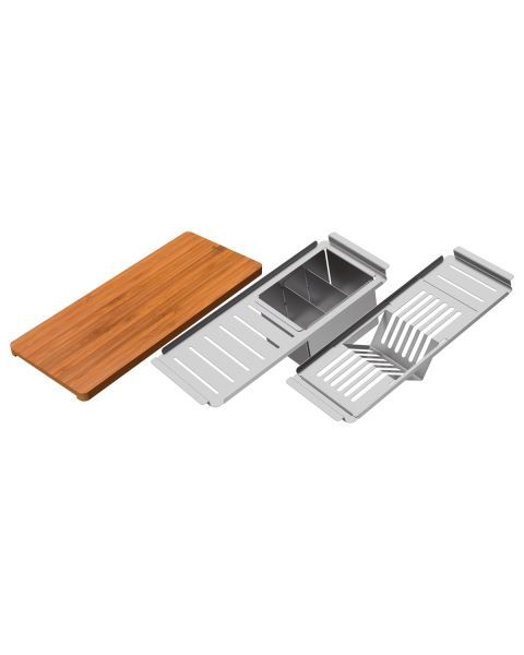 Kit de acessórios em aço inox para cubas Quadrum Design Collection