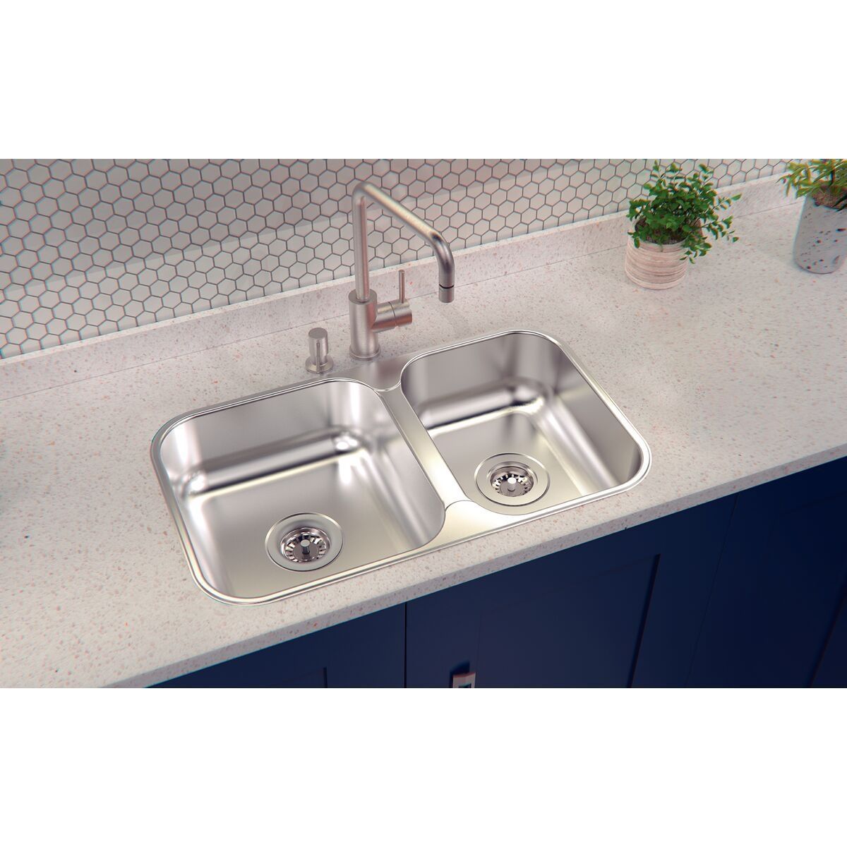 Cuba de embutir/sobrepor Tramontina Isis 2C 34-28 BS em Aço Inox Polido 69x40 com 2 Cubas