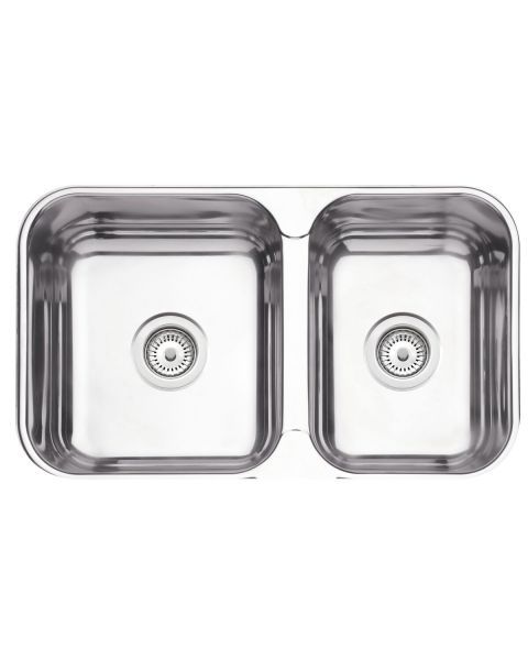 Cuba de embutir/sobrepor Tramontina Isis 2C 34-28 BS em Aço Inox Polido 69x40 com 2 Cubas