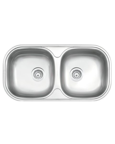 Cuba de embutir/sobrepor Tramontina Isis 2C 34 BS em Aço Inox Escovado 78x40 cm