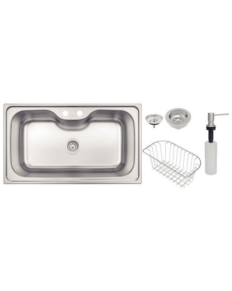 Cuba de Sobrepor Tramontina Morgana Maxi 78 FX em Aço Inox com Acabamento Escovado com Válvula Dosador de Sabão e Cesto Aramado 86x50 cm