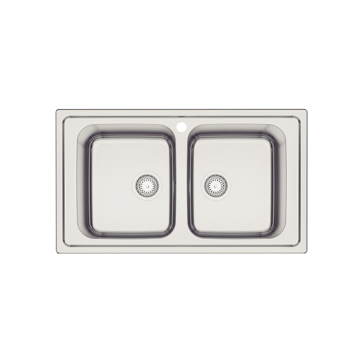 Cuba de Sobrepor Tramontina Marea Deep 2C 34 em Aço Inox com Acabamento Escovado 86 x 50 cm com Válvula e Furo para Torneira