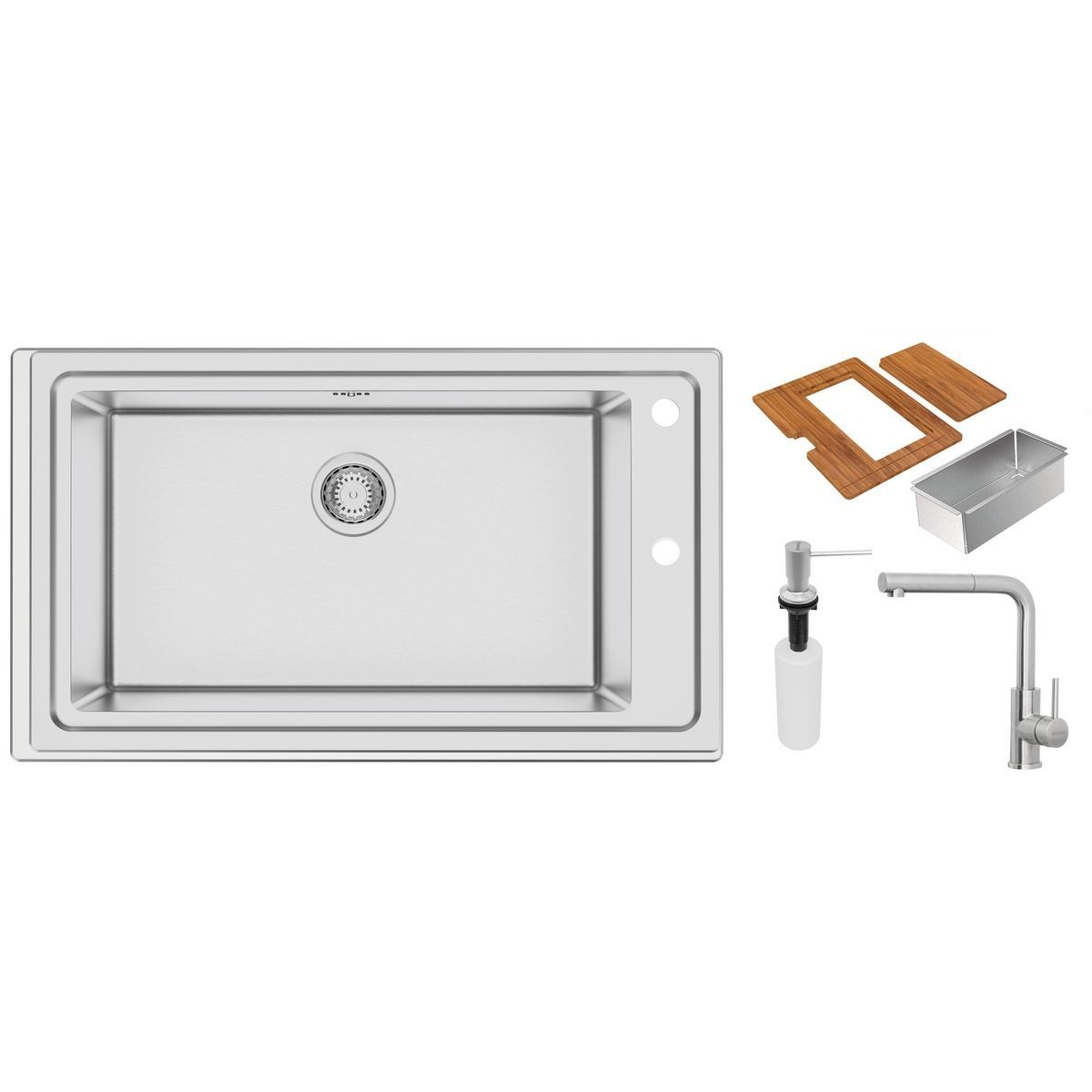 Cuba de Sobrepor Tramontina Square 86 em Aço Inox com Acessórios