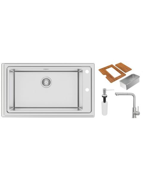 Cuba de Sobrepor Tramontina Square 86 em Aço Inox com...