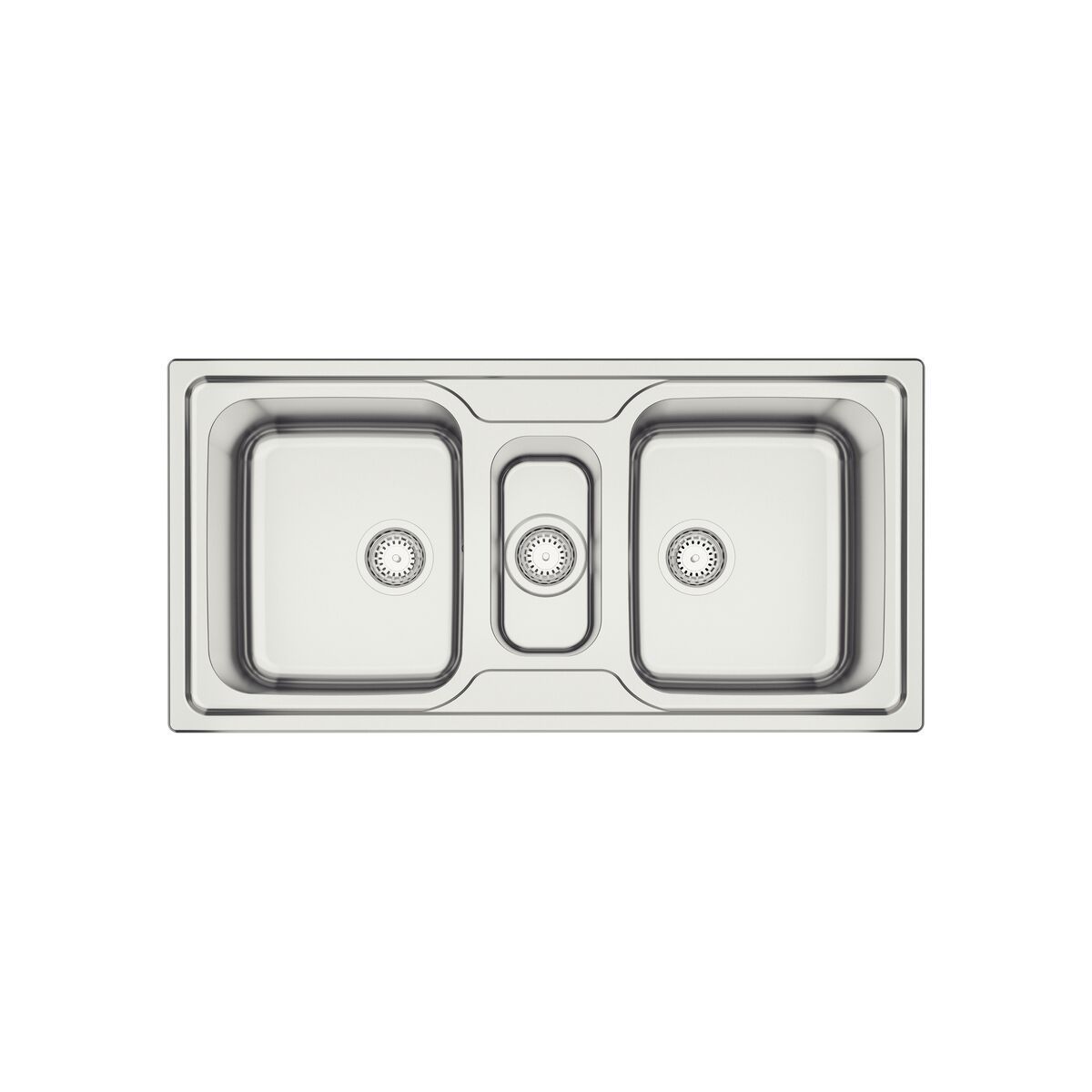 Cuba de Sobrepor Tramontina Marea Deep 2 Cubas e Auxiliar em Aço Inox com Acabamento Escovado 100 x 50 cm com Válvula