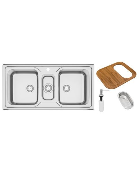 Cuba de Sobrepor Tramontina Marea Deep 2 Cubas e Auxiliar em...