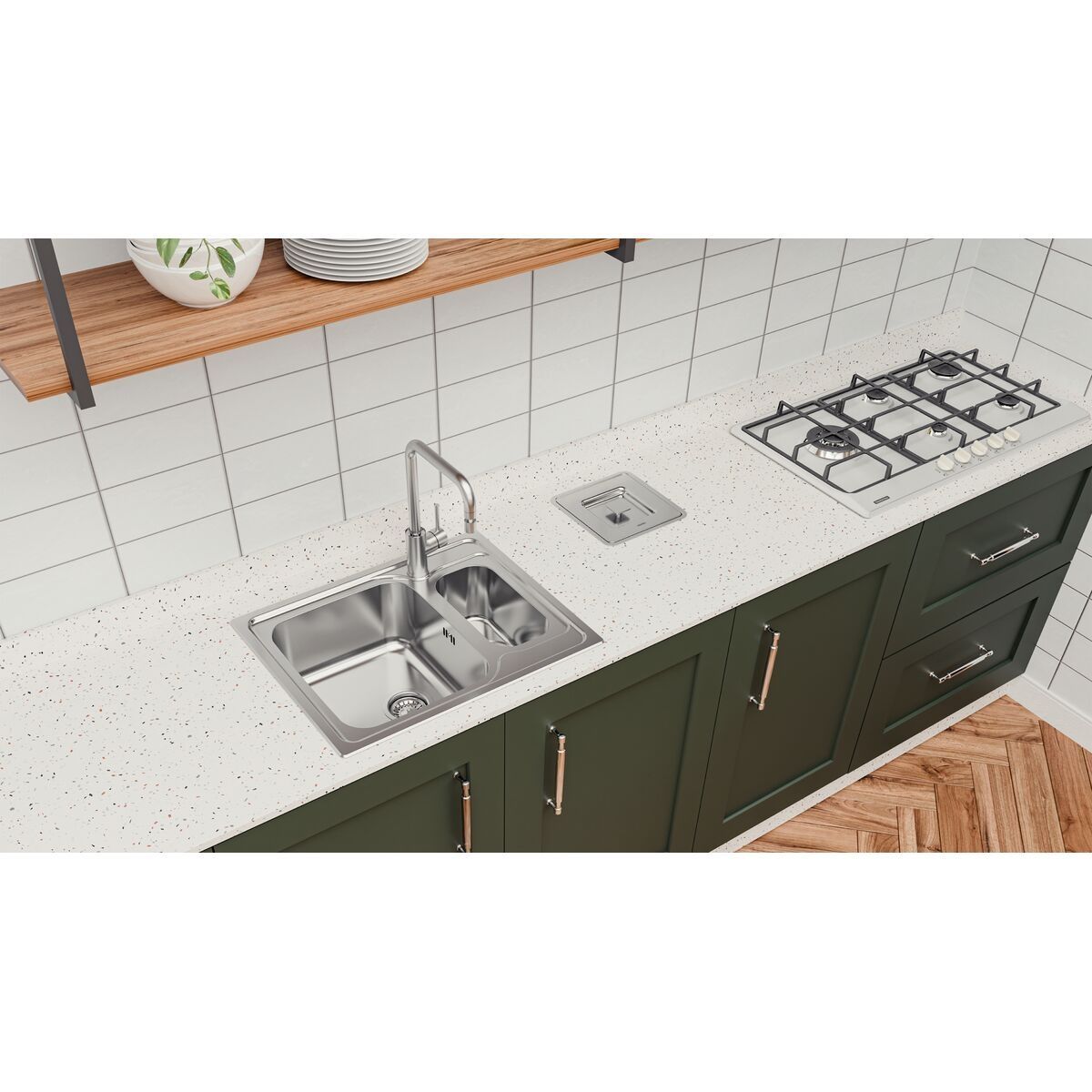 Cuba de Sobrepor Tramontina Marea Deep 1.5C 34 em Aço Inox com Acabamento Escovado 62 x 50 cm com Válvula e Furo para Torneira