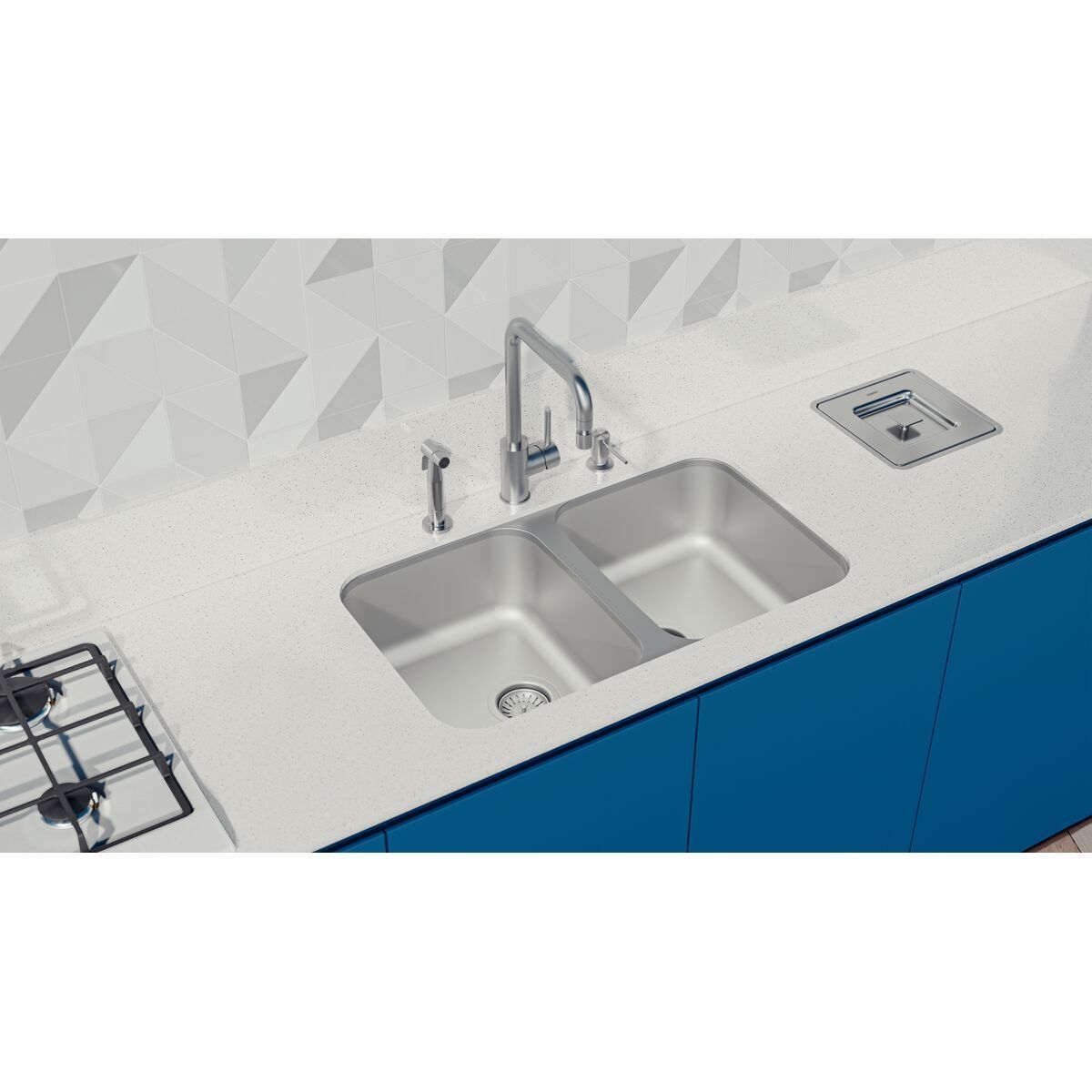 Cuba Tramontina Dora Duo 2C 34 BL em Aço Inox com Acabamento Escovado