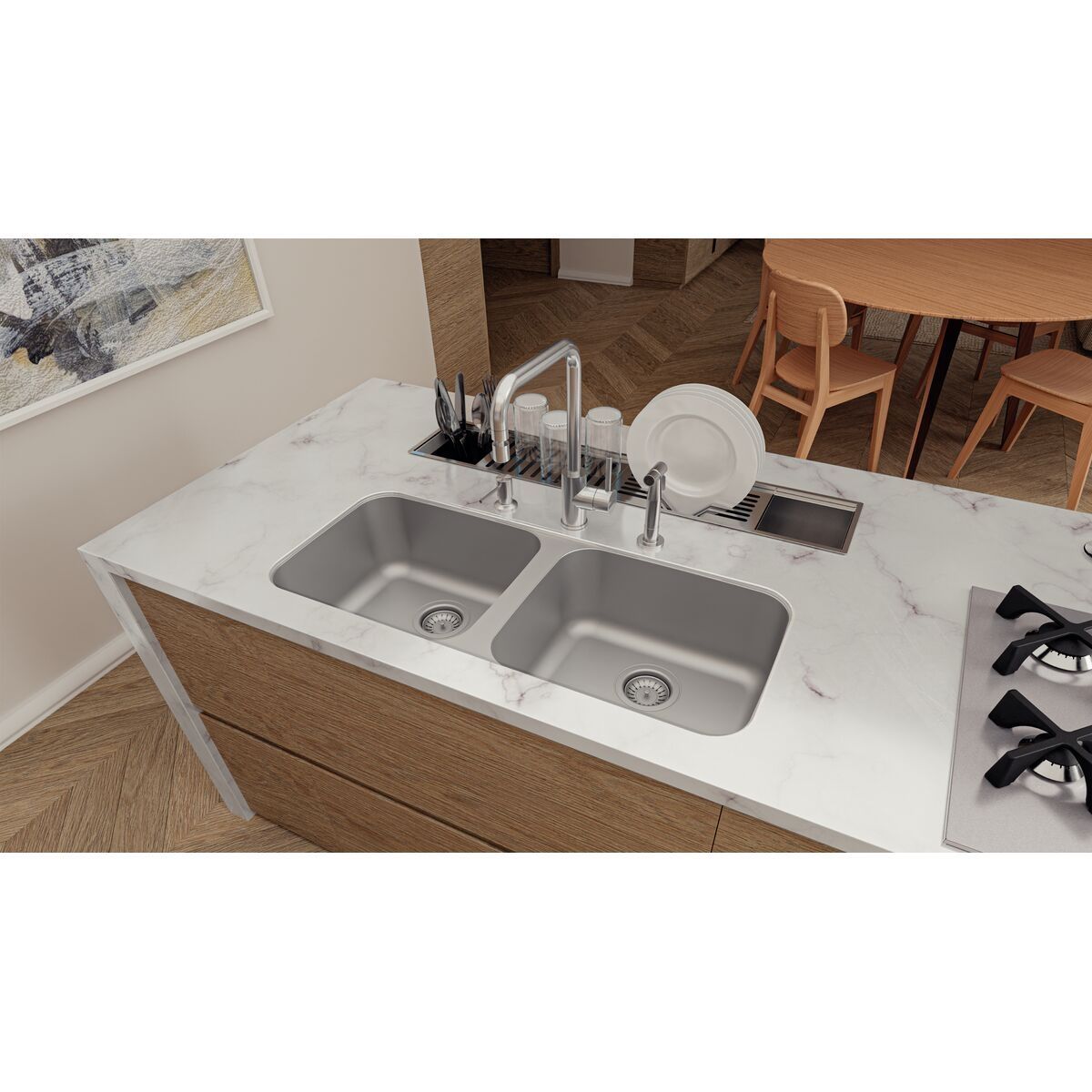 Cuba Tramontina Dora Duo 2C 40 BL em Aço Inox com Acabamento Escovado