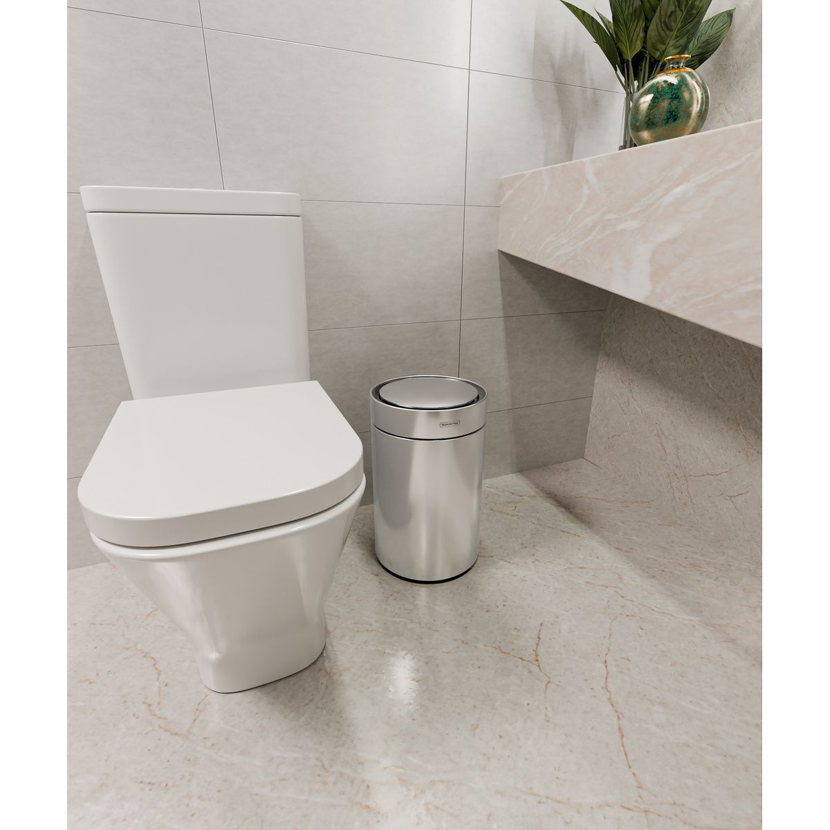 Lixeira Tramontina Sense Round Autom&aacute;tica com Sensor em A&ccedil;o Inox com Acabamento Acetinado 11 L