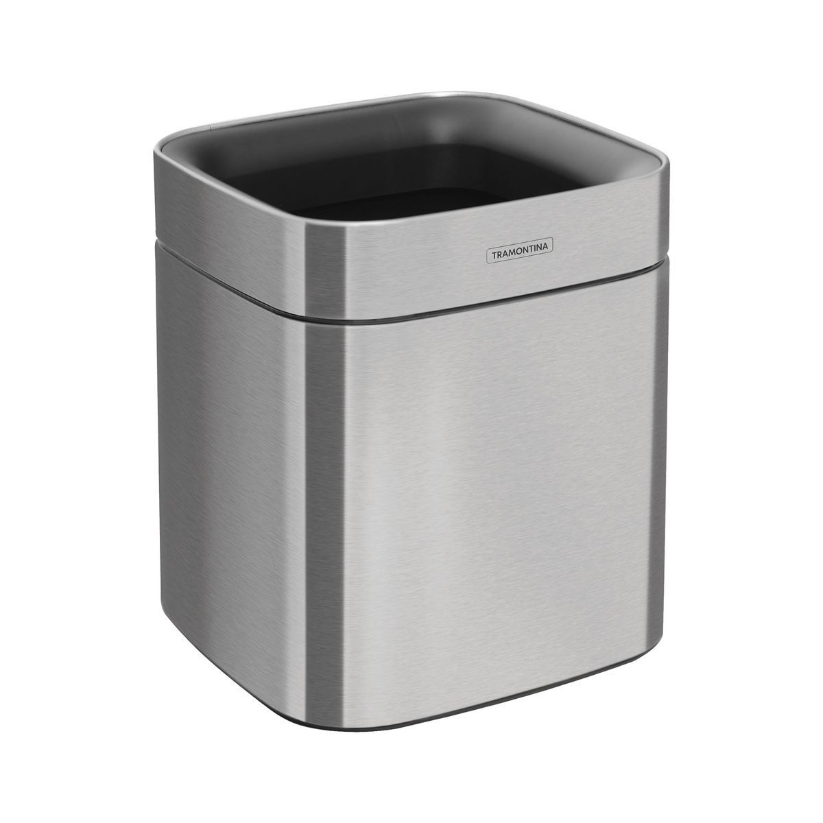 lixeira Sem Tampa Tramontina Square em A&ccedil;o Inox com Acabamento Acetinado 8 L