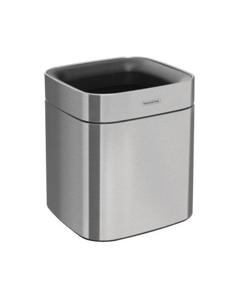 lixeira Sem Tampa Tramontina Square em A&ccedil;o Inox com Acabamento Acetinado 8 L