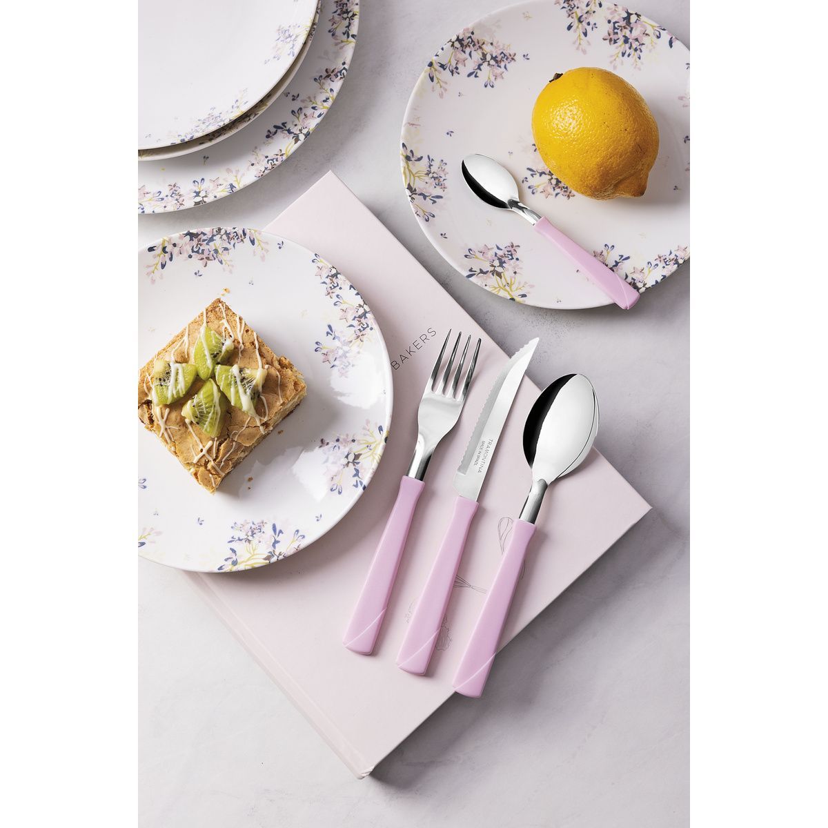 Faqueiro Tramontina New Kolor com L&acirc;minas em A&ccedil;o Inox e Cabos de Polipropileno Rosa 24 Pe&ccedil;as