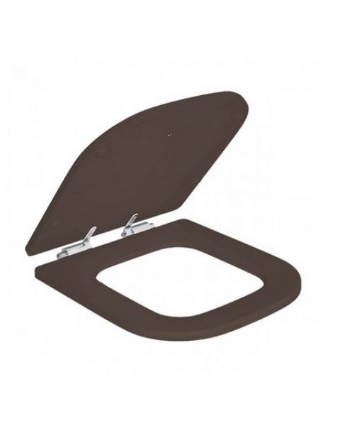Assento Sanitario Poliester SlowClose Deca Piano Marrom Fosco-Cromado