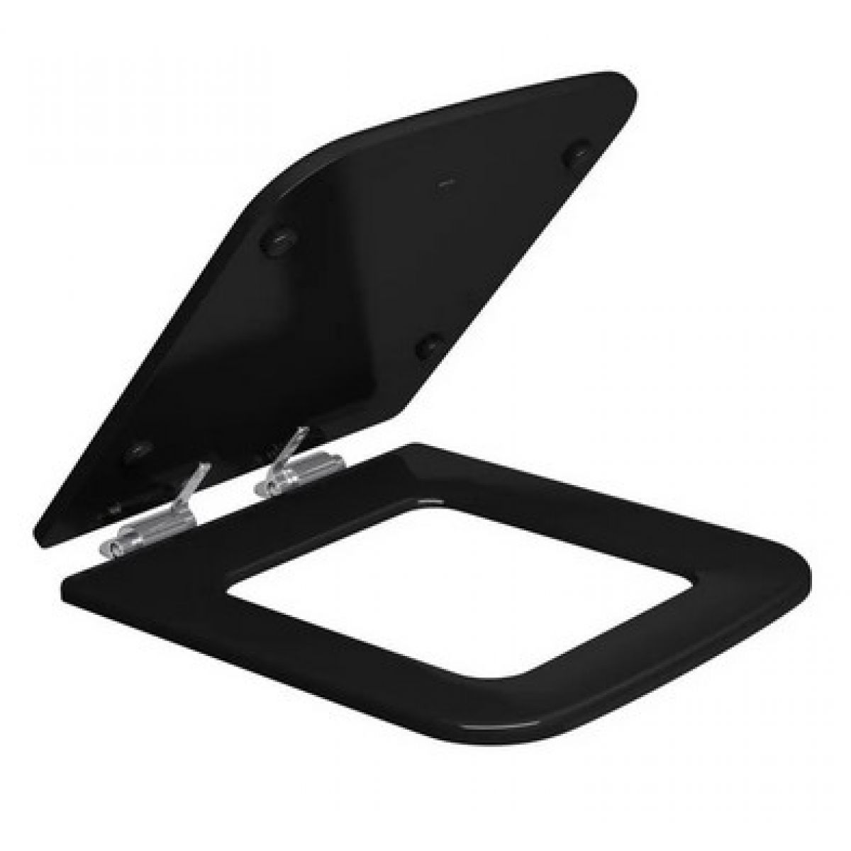 Assento de Poli&eacute;ster Slow Close Living &Eacute;bano Cromado