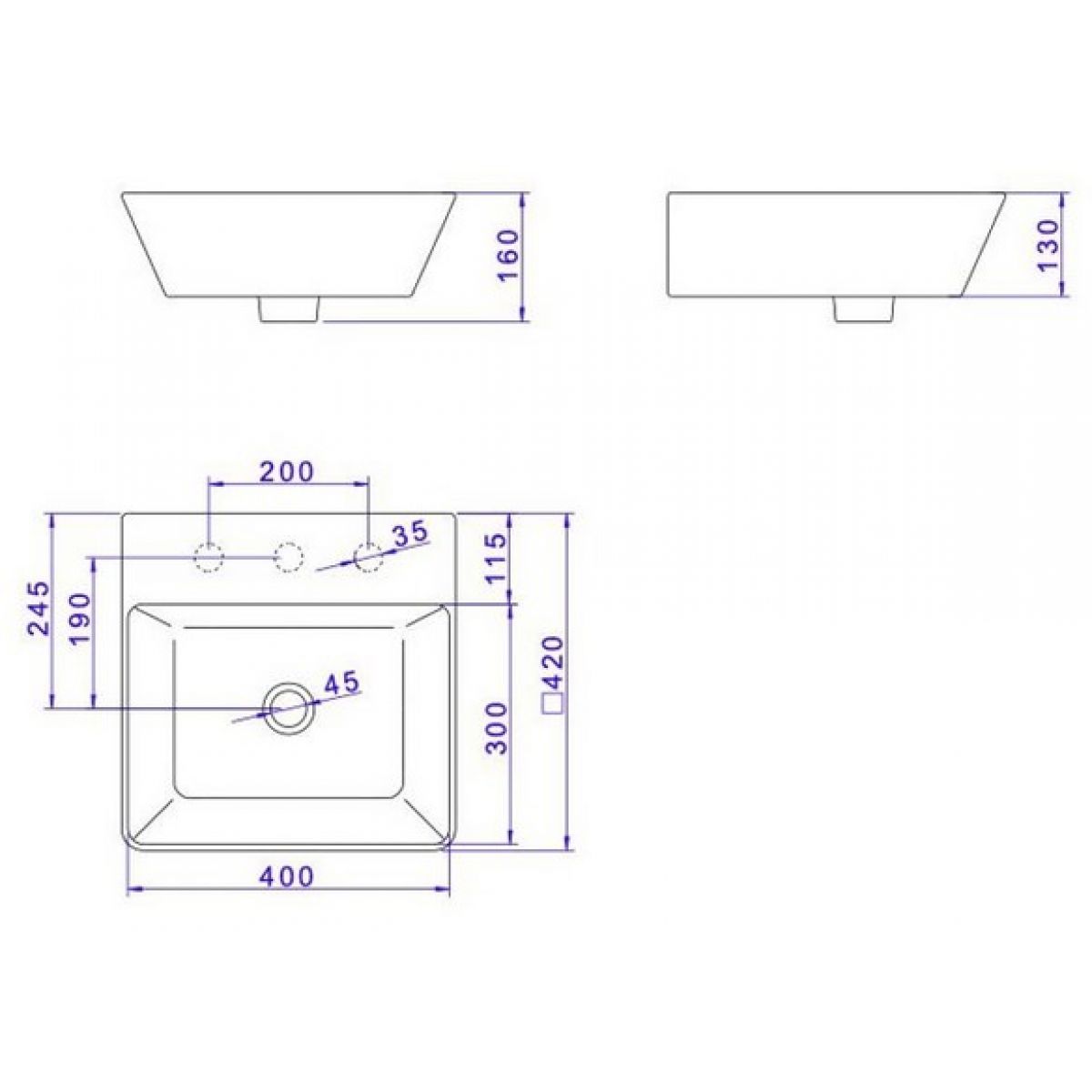 Cuba de Apoio Quadrada c/Mesa Marrom Fosco