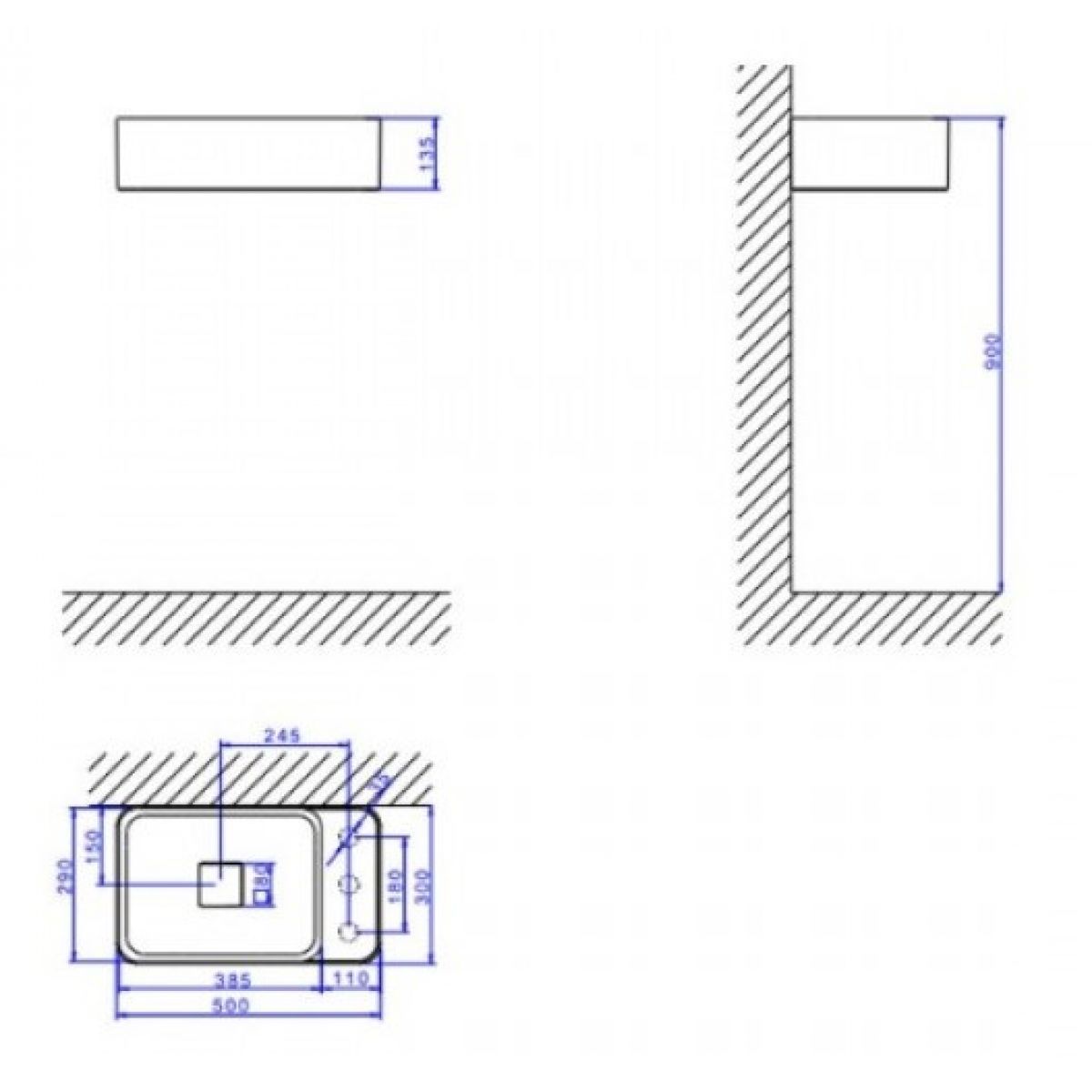 Cuba Retangular Apoio/Suspensa com Mesa Direita Deca 50cm Pistache