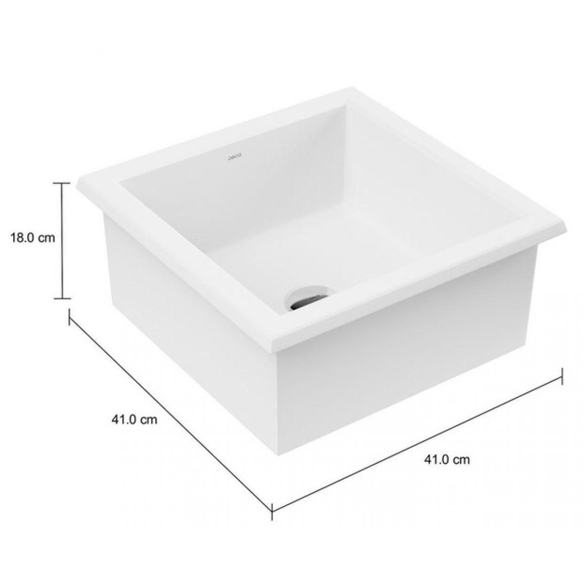Cuba de Embutir Quadrada 41cm Branca