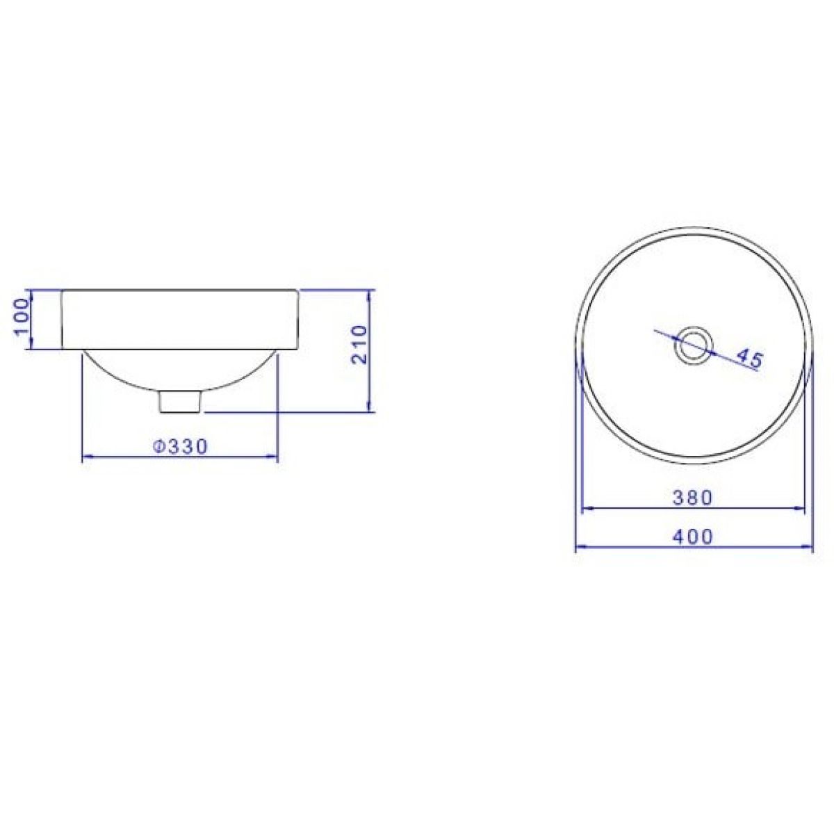 Cuba de Sobrepor Redonda 400mm Dourada