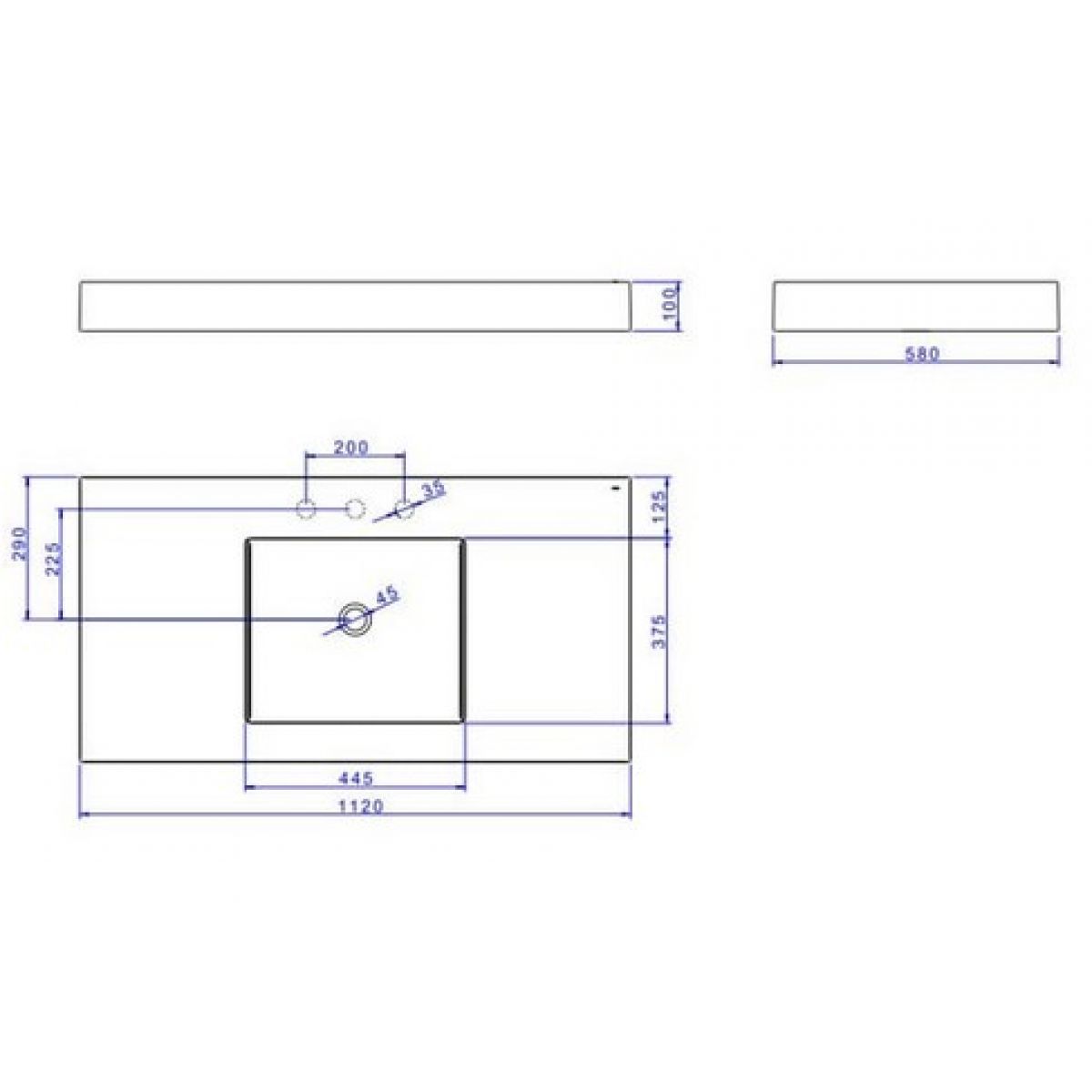 Cuba Retangular Apoio com Mesa Deca 112cm Ebano Fosco