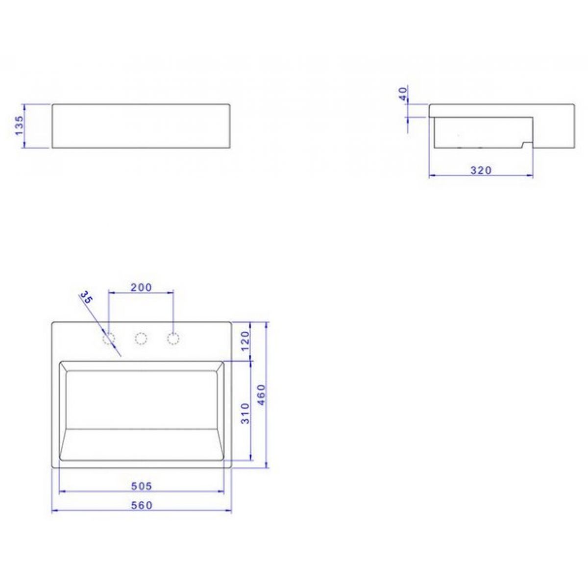 Cuba de Semi Encaixe com Mesa e V&aacute;lvula Oculta Retangular