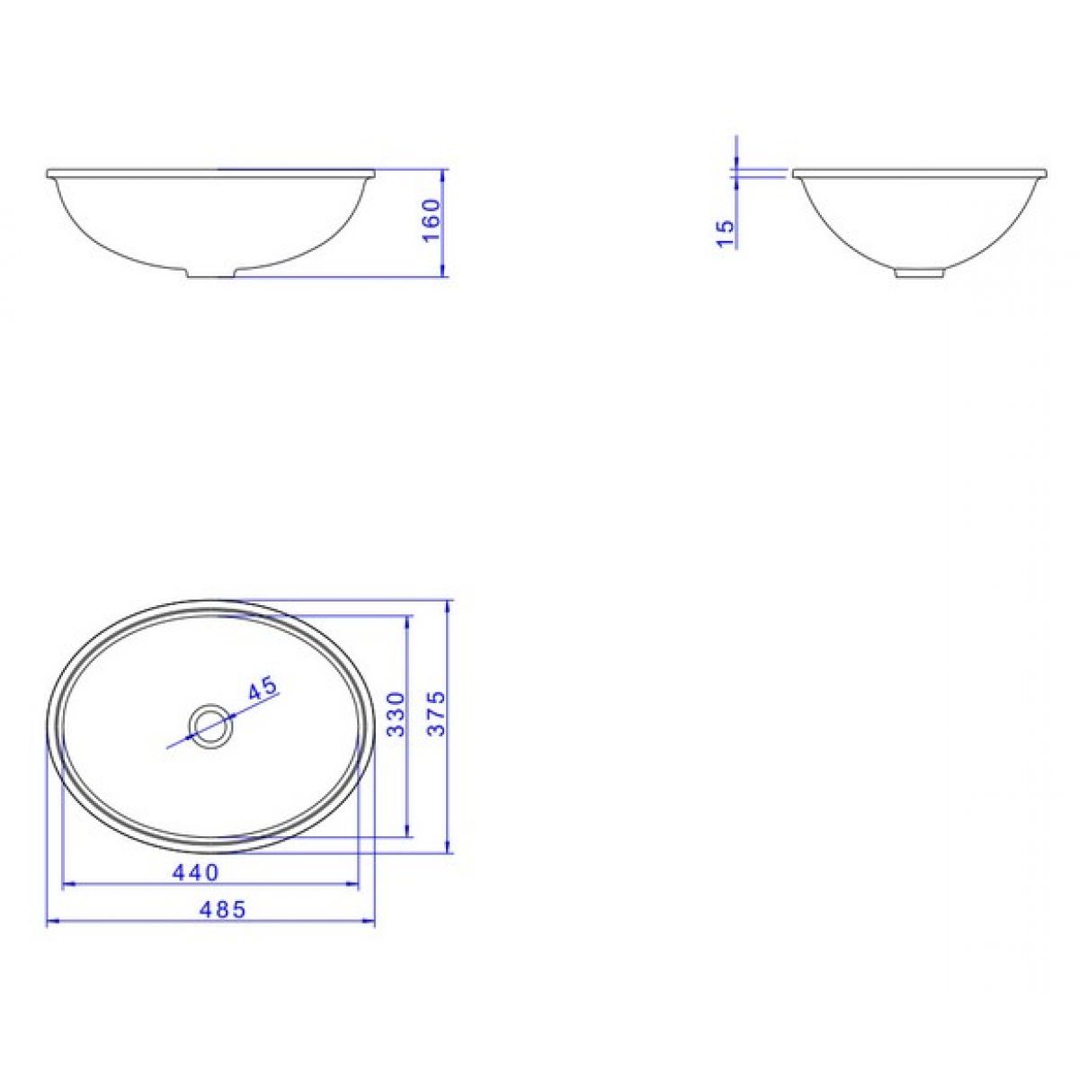Cuba de Embutir Oval Cinza Real