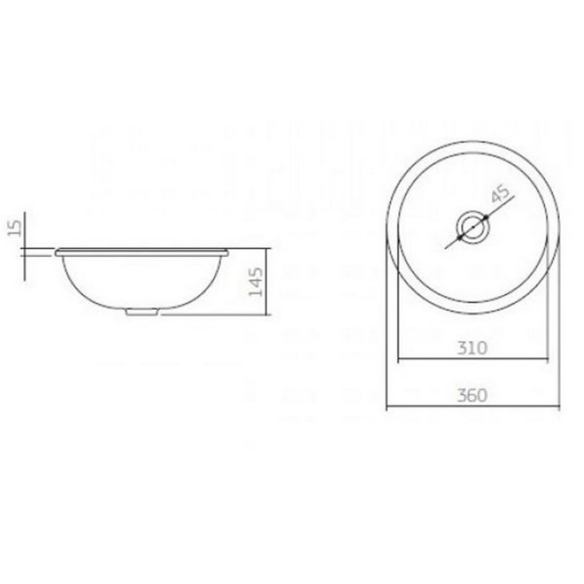 Cuba de Embutir Redonda 36cm Creme