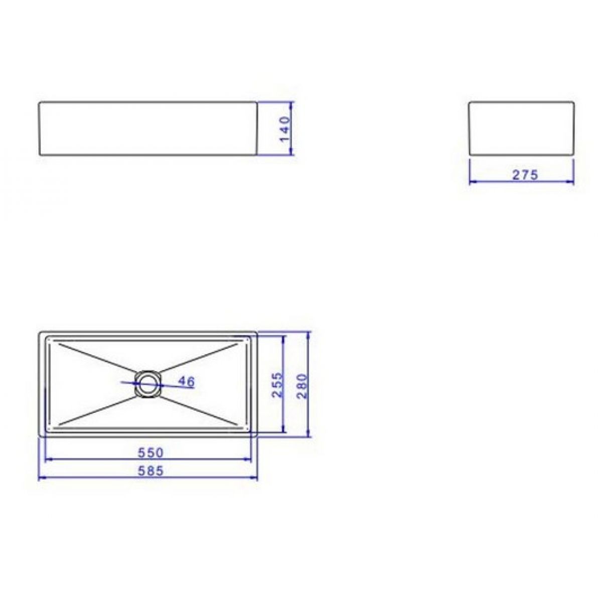 Cuba de Apoio Retangular 58X28cm &Eacute;bano