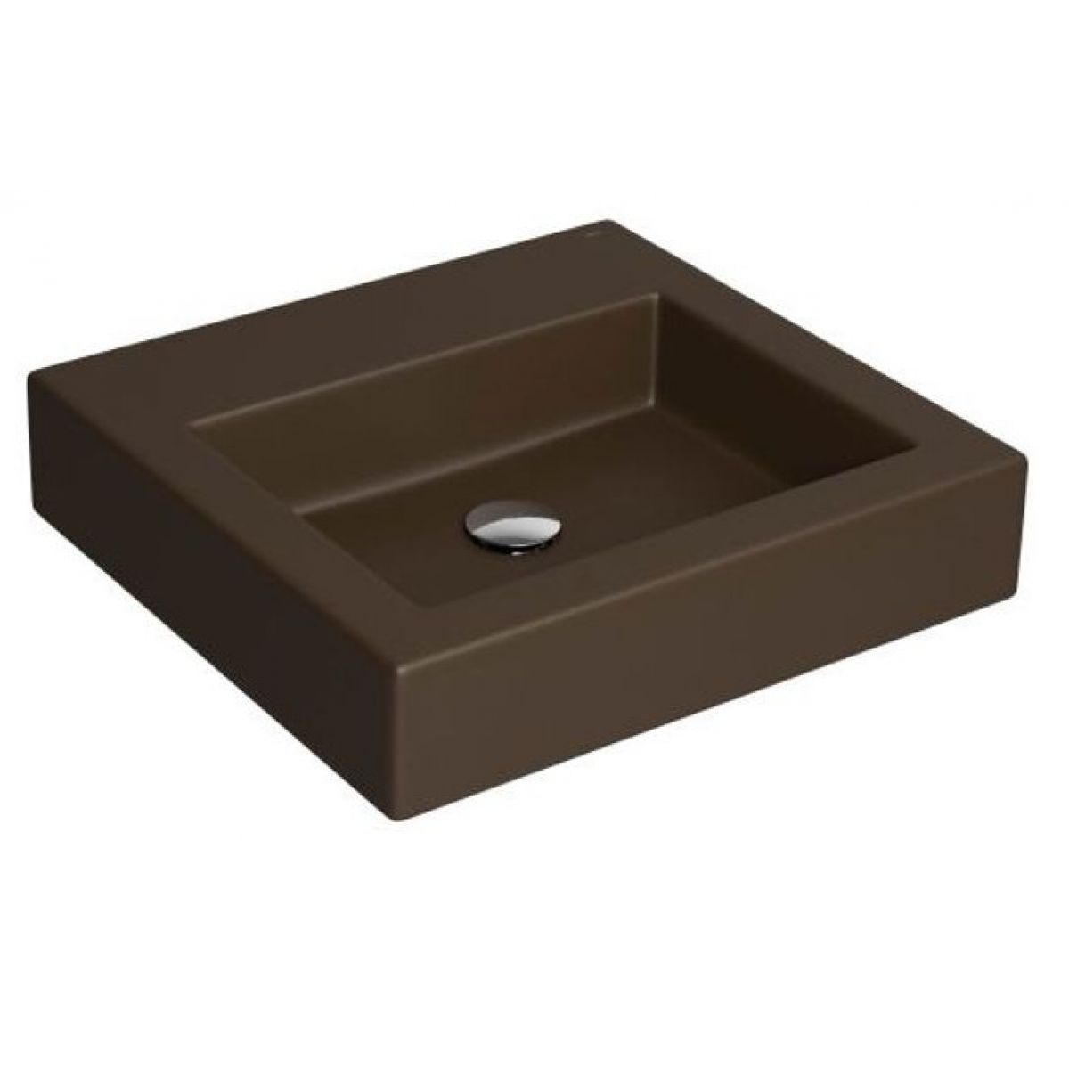 Cuba de Apoio Quadrada Marrom Fosco