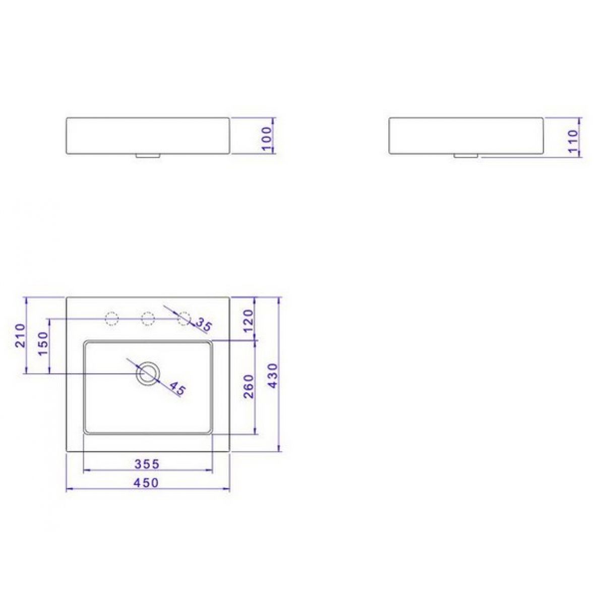 Cuba de Apoio Quadrada Marrom Fosco