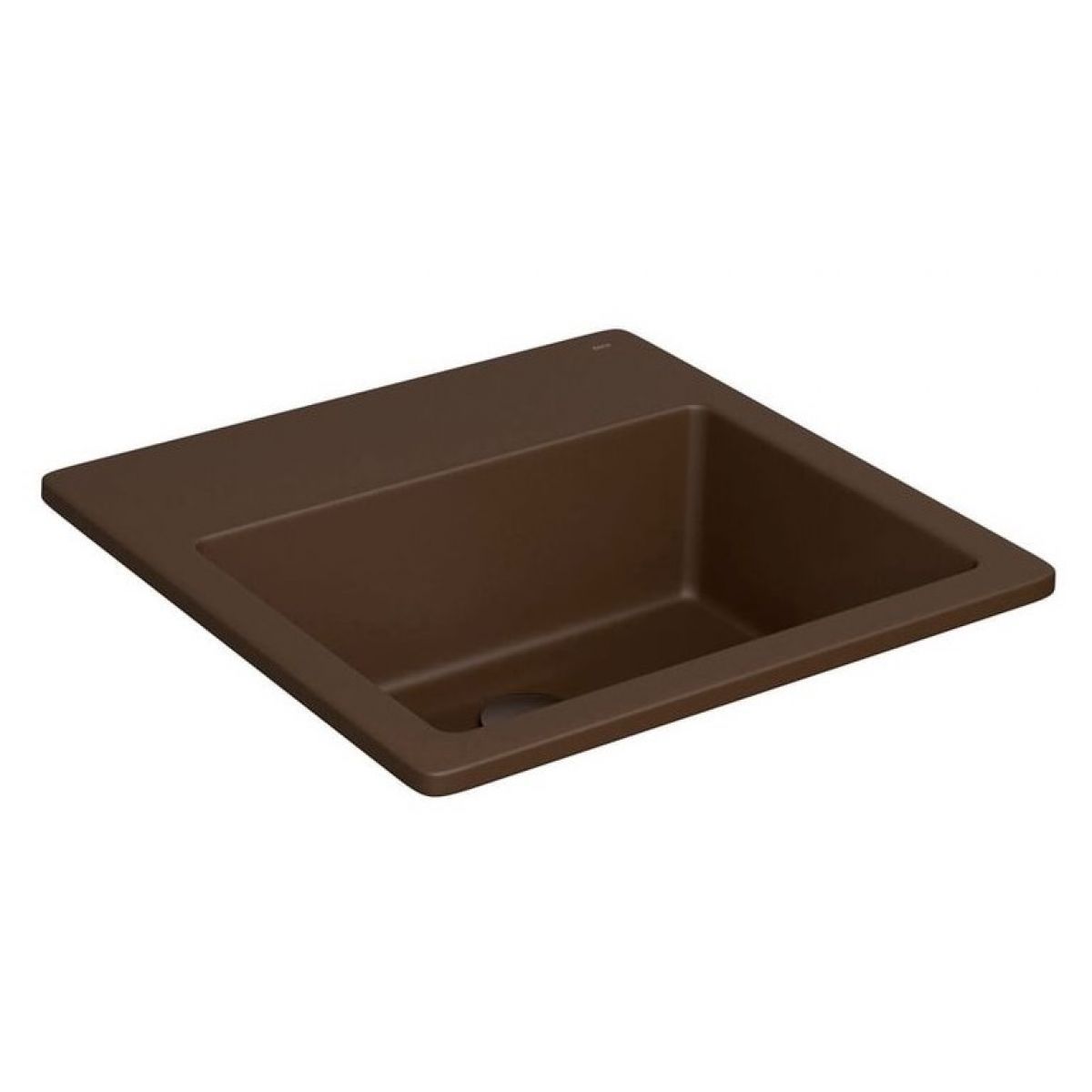 Cuba de Sobrepor Lavat&oacute;rio Quadrada com Mesa 42X42cm Marrom Fosco